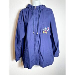 Disney Mickey and Donald‎ Sailing Nautical Zip Up Hooded Jacket Women's L Blue